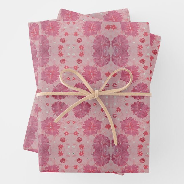Papier d'emballage floral Pivoines roses (En situation)
