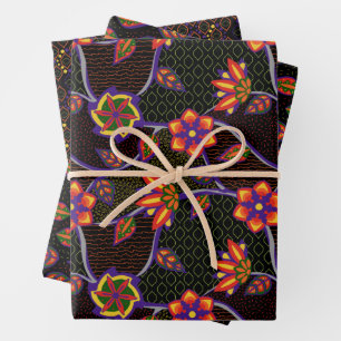 Papier d'emballage floral tribal