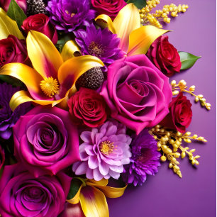 Papier d'emballage floral violet gras