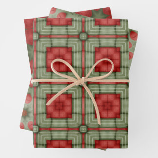 papier d'emballage graphique vert et rouge
