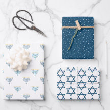 Papier d'emballage Hanoukka moderne - marine