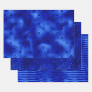 Papier d'emballage Hanukkah en feuille de bleu roy