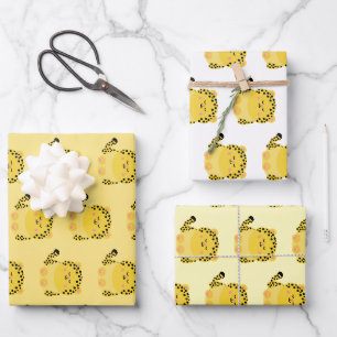 Papier d'emballage léopard de style kawaii