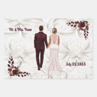 Papier d'emballage mariage bordeaux et blanc