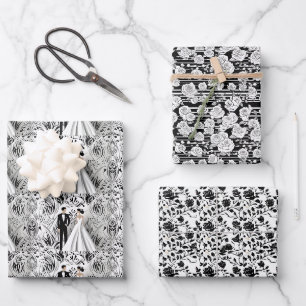 Papier d'emballage mariage noir et blanc