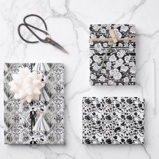 Papier d'emballage mariage noir et blanc