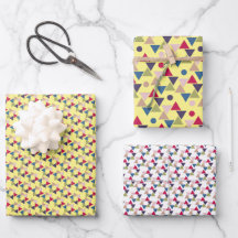 Papier d'emballage motif géométrique jaune