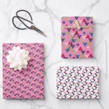 Papier d'emballage motif géométrique rose