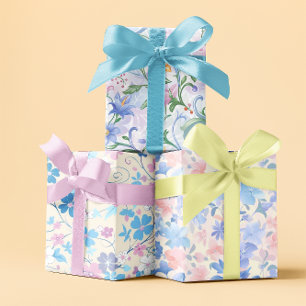 Papier d'emballage Motif Spring Floral Pastel