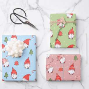 Papier d'emballage Nains de Noël Ensemble de 3