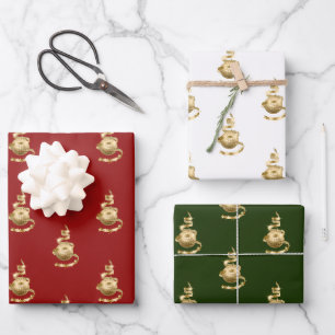 Papier d'emballage ornemental d'or, feuille plate 