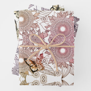 Papier d'emballage Papillon Mandala Couleurs Perso
