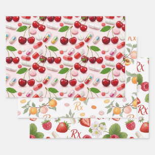Papier d'emballage Pharmacien Cerise Pêche Fraise 