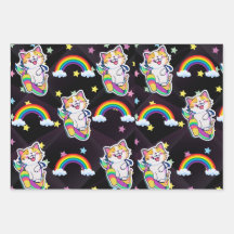 Papier d'emballage pour chat mignon Arc en ciel et