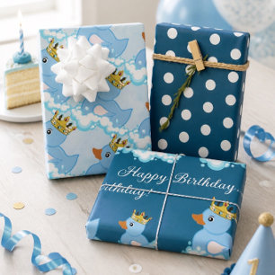 Papier d'emballage pour fête d'anniversaire Canard