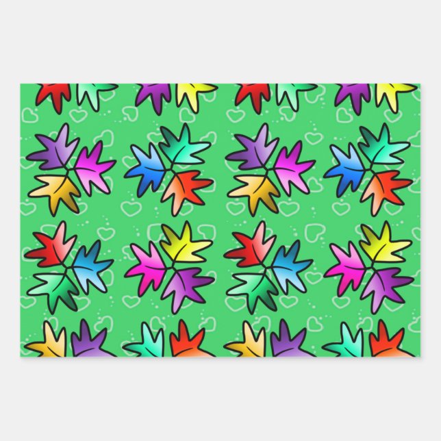 Papier d'emballage pour les enfants de feuilles d' (Devant)