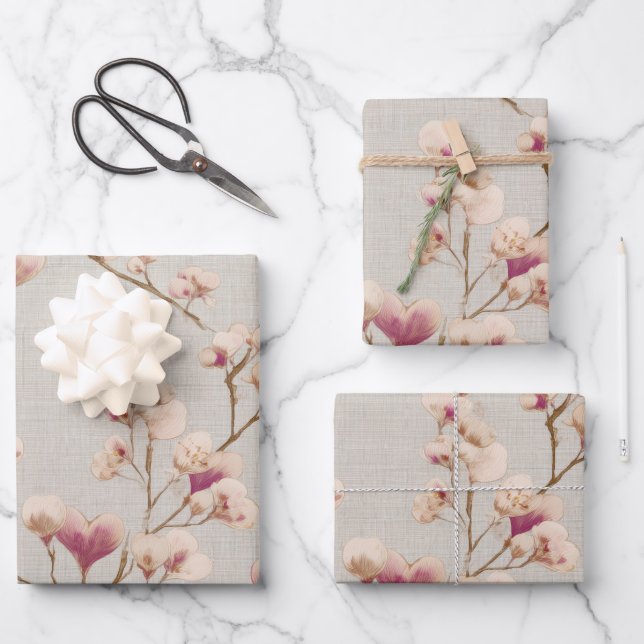 Papier d'emballage Romantic Heart Blossom – Douce (Recto)