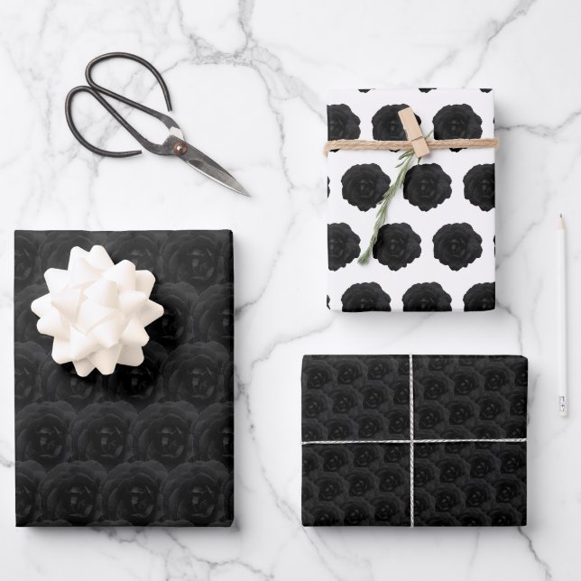 Papier d'emballage - Rose gothique noir (Recto)