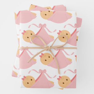 Papier d'emballage rose pour Baby Shower
