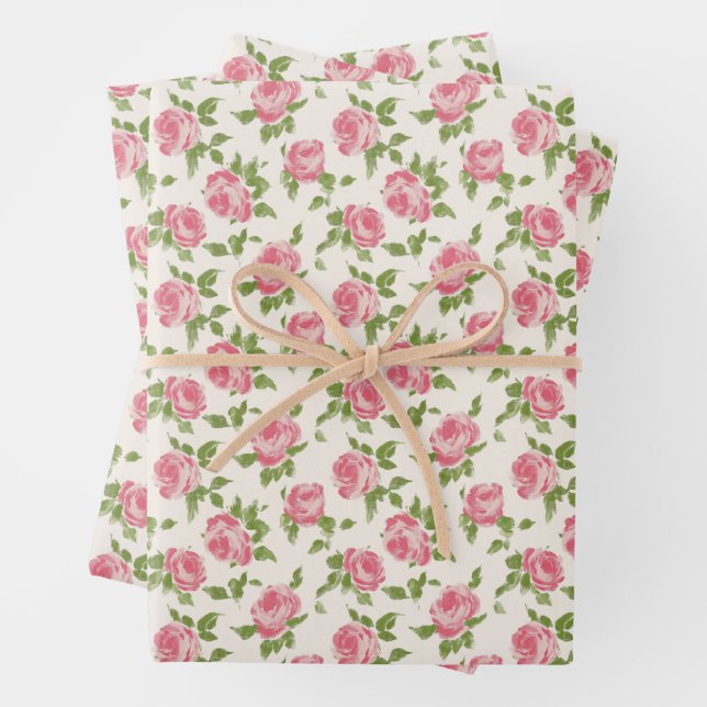 Papier d'emballage Roses roses (En situation)
