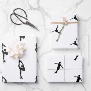 Papier d'emballage silhouette de patinage artistiq