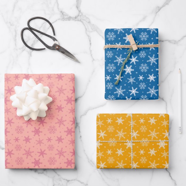 Papier d'emballage Snowflakes série de 3 (Recto)
