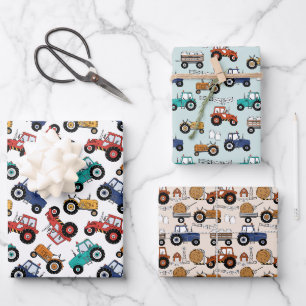 Papier d'emballage tracteur, emballage cadeau de f