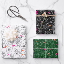 papier d'emballage trio de papillons