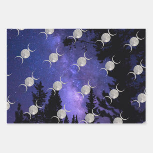 Papier d'emballage triple lune céleste