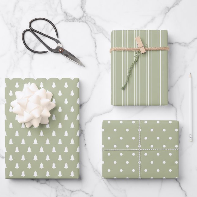 Papier d'emballage vert de vacances de ferme moder (Recto)