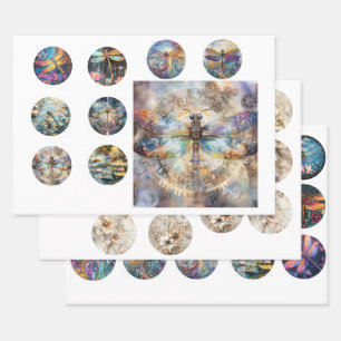 Papier d'emballage Vintage rondelles florales et r