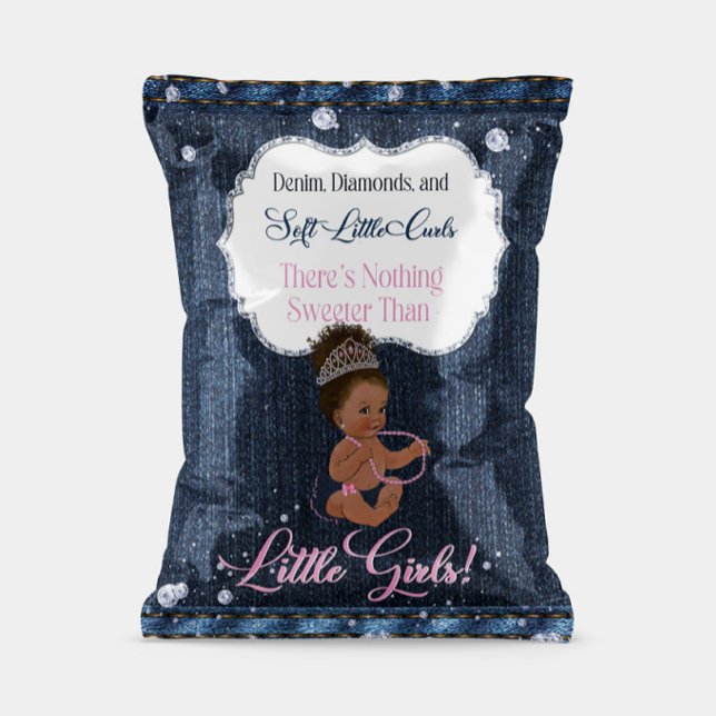 Papier Denim, Diamonds & Little Girls Chip Bag Wrapper (Party Favor Chip Bag Wrap)