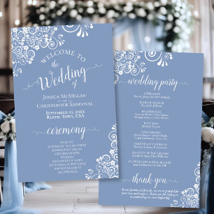 Papier Dentelle blanche sur Dusty Blue Budget Wedding Pro