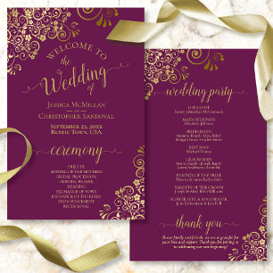 Papier Dentelle d'or sur Cassis Purple Budget Wedding Pro