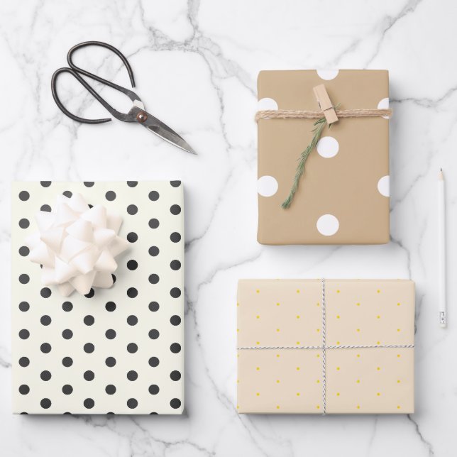 Papier d'enveloppement à point Polka blanc minimal (Recto)