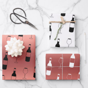 Papier d'enveloppement à thème de vin - Or Rose