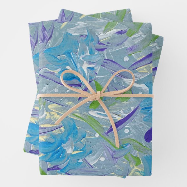 Papier d'enveloppement Abstrait de pluie de lavand (En situation)