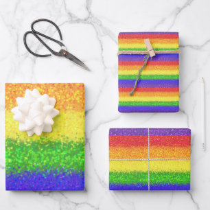 Papier d'enveloppement arc-en-ciel parties scintil