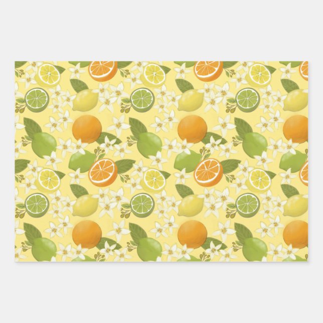 Papier d'enveloppement aux agrumes et aux fleurs (Devant)