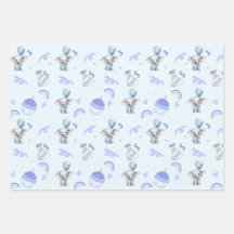 Papier d'enveloppement Bleu Bébé (ensemble de 3 fe