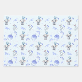Papier d'enveloppement Bleu Bébé (ensemble de 3 fe