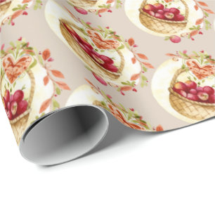 Papier d'enveloppement cadeau de panier de pomme a