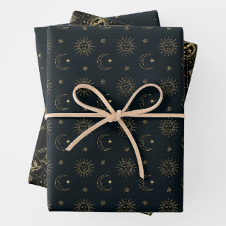 Papier d'enveloppement céleste (soleil, lune, zodi