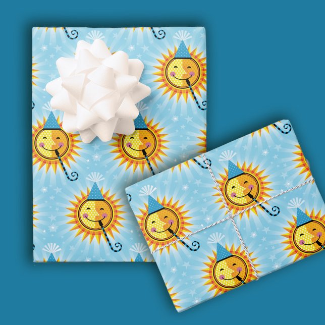 Papier d'enveloppement d'anniversaire du soleil (Créateur téléchargé)