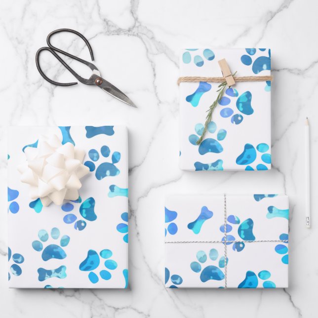 Papier d'enveloppement d'anniversaire Empreintes d (Recto)