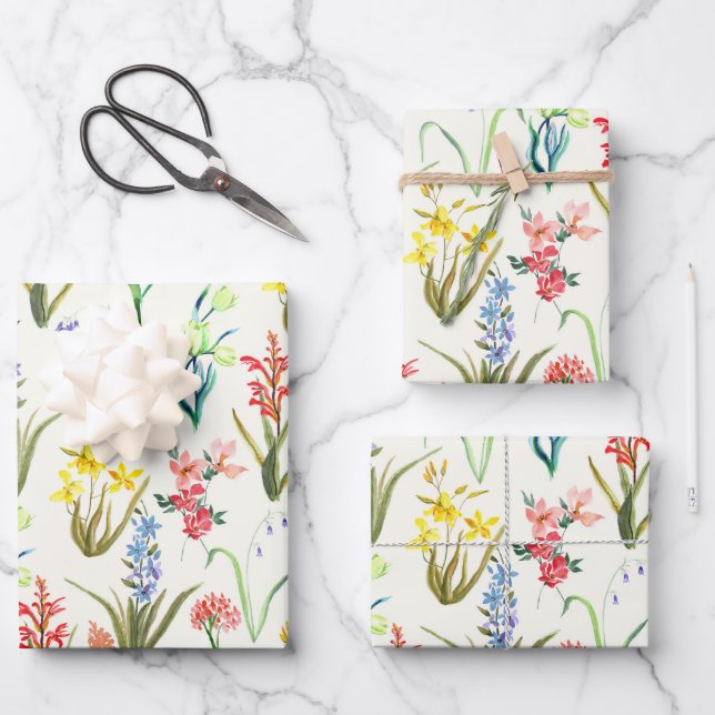 Papier d'enveloppement d'aquarelle fleur sauvage (Recto)