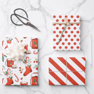 Papier d'enveloppement de cacao de Noël série de 3