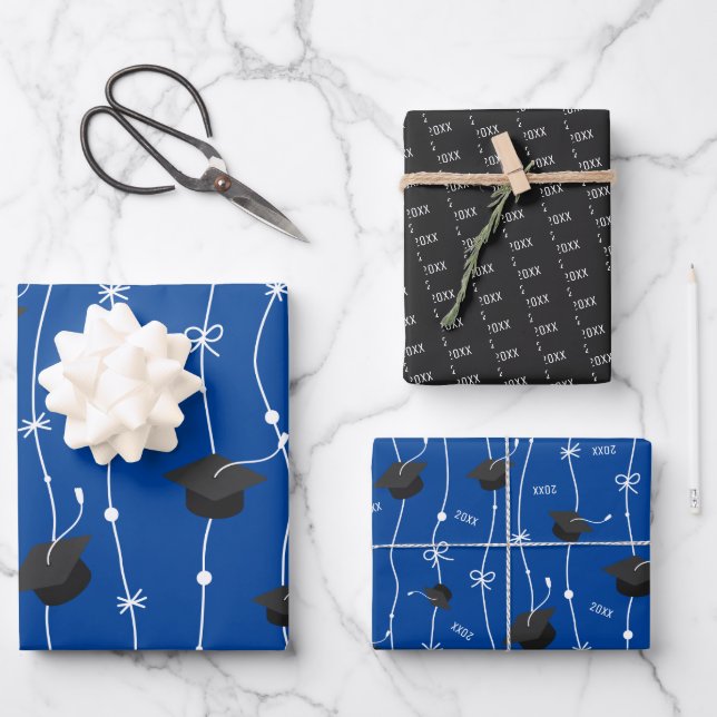 Papier d'enveloppement de capuchon bleu et noir (Recto)