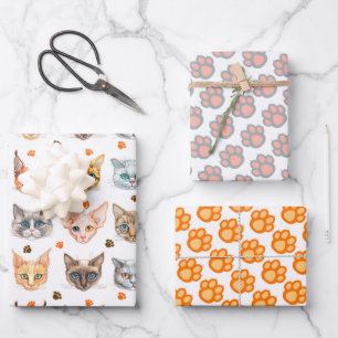 Papier d'enveloppement de chats et de pattes de 3