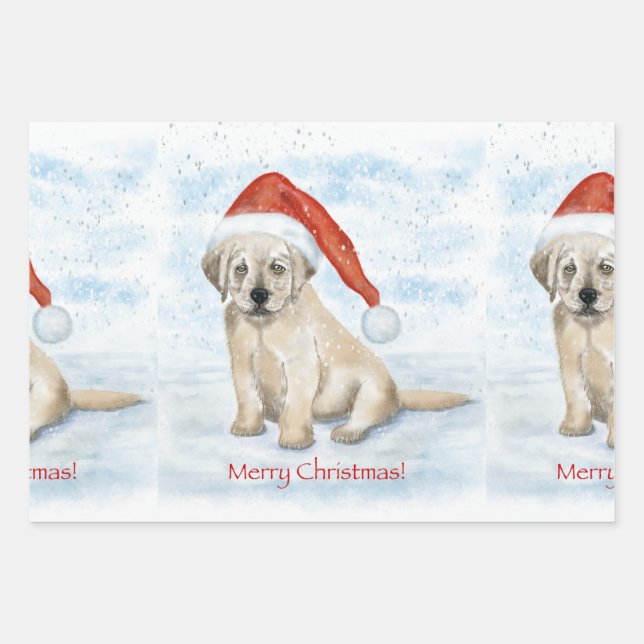 Papier d'enveloppement de chiot de Noël (Devant)